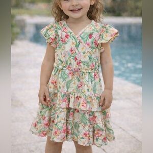 Tommy Bahama Girls Tropical Floral Dress | Ruffle Hem | Cruise & Summer Ready